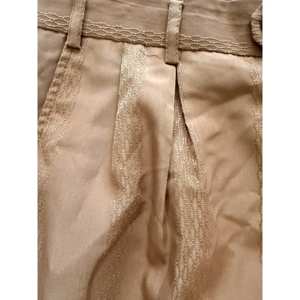 Vintage Virgola Uomo Cognac Camel Lightly Pleated Cropped Pants 36